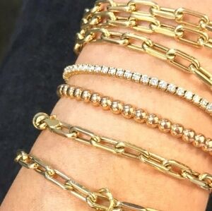 NEW Women’s‎ 14k Gold Filled Paperclip Adjustable Bangle Bracelet